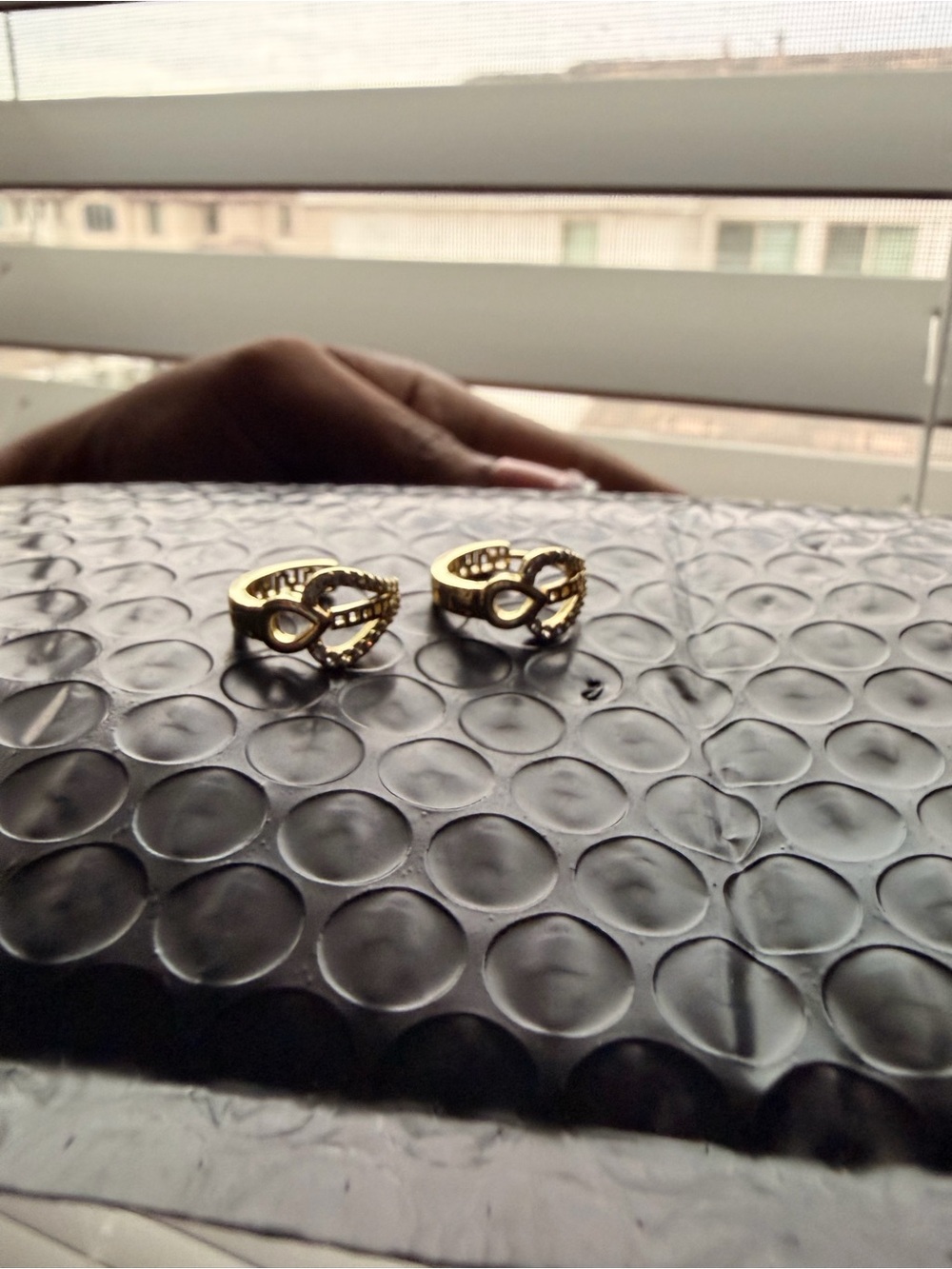 Elegant Gold Infinity huggie earrings for Women - Polished Gold Tone